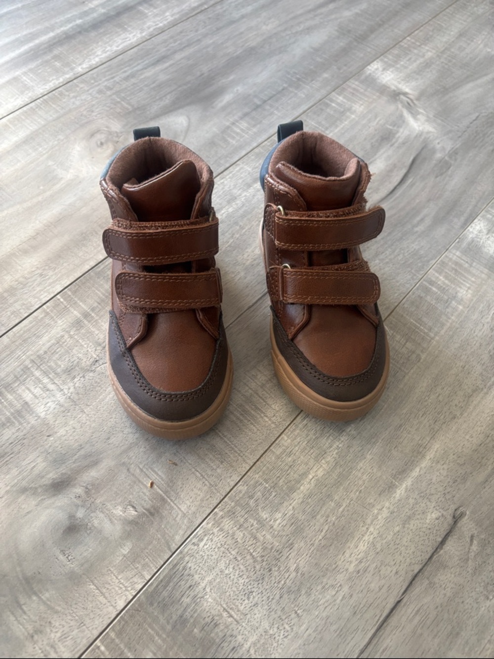 Cat and jack Brown High-Top Sneakers with Double Velcro Straps